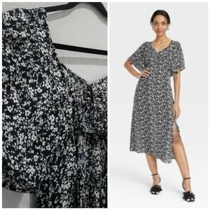 Flutter Sleeve Smocked Back Floral Dres